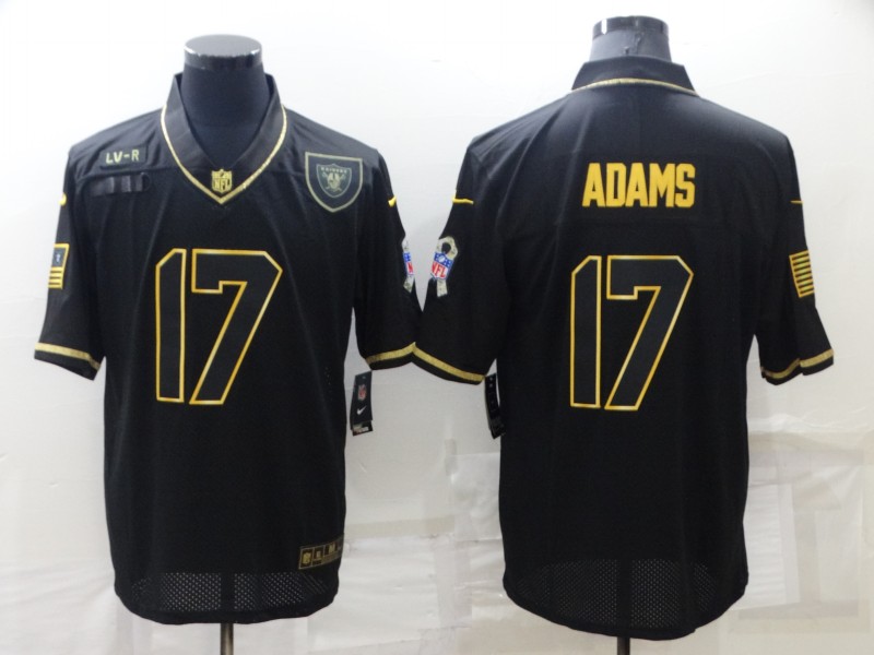 Men Oakland Raiders #17 Adams Black Retro Gold Lettering 2022 Nike NFL Jersey